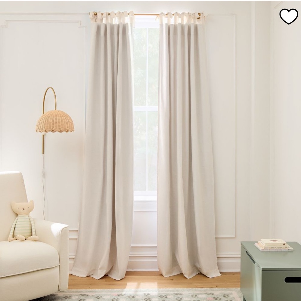 West Elm Kids Cotton Tie-Top Blackout Curtain Winter White 48x84